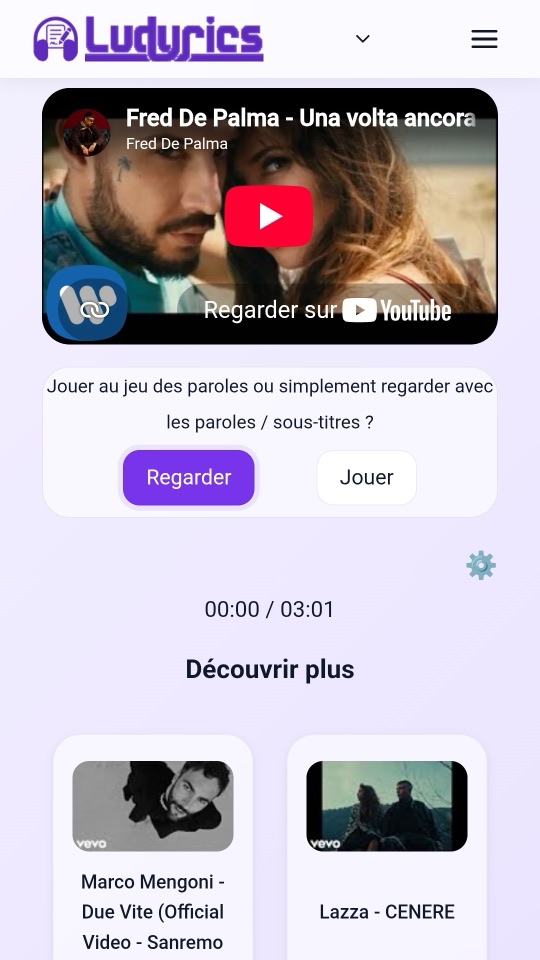 L'application Ludyrics avec son interface en français